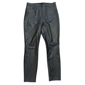 Spanx Faux Leather Ankle‎ Skinny Leggings Black Shaping Control Women's Large